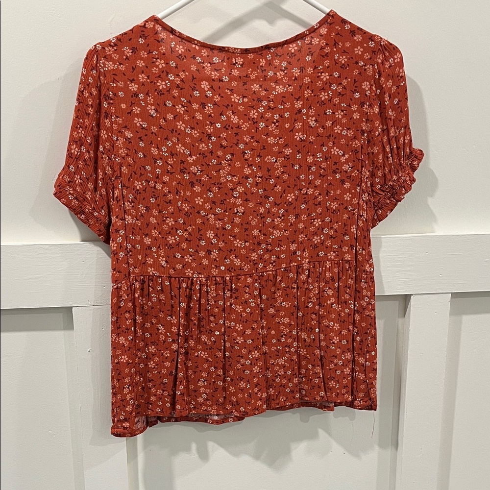 Hippie Rose Rust Floral Blouse - Picture 3 of 4